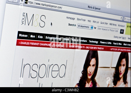 Close up of the Marks & Spencer logo as seen on its website. (Editorial use only: print, TV, e-book and editorial website). Stock Photo