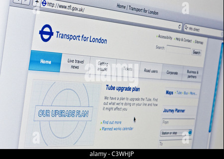 Close up of the TfL logo as seen on its website. (Editorial use only: print, TV, e-book and editorial website). Stock Photo