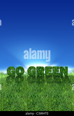 Textured go green sign over hi-res stock photography and images - Alamy