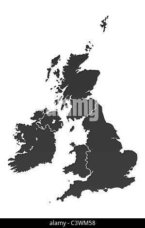 United Kingdom map over white Stock Photo