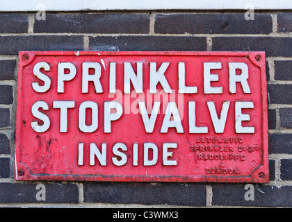 Sprinkler Stop Valve Inside Sign Stock Photo: 57662477 - Alamy