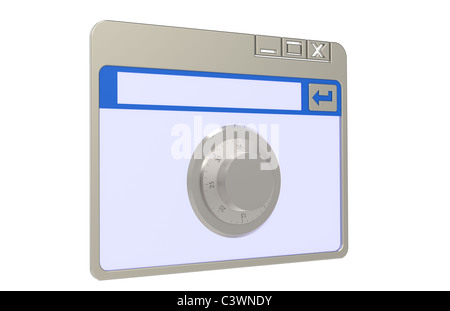 Web Security.  Browser window with combination lock. Stock Photo