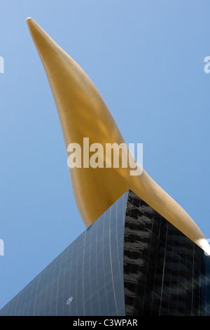 Asahi Beer Hall (a.k.a. Super Dry Hall, or Flamme d'Or, Golden Flame, Golden Turd), designed by French designer Philippe Starck. Stock Photo