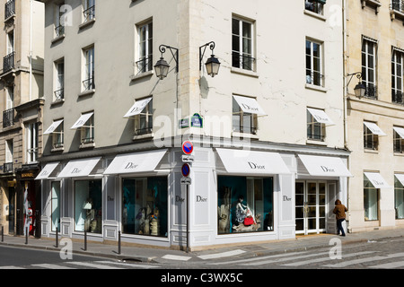 Diorr store on Ruede L'Abbaye just off the Boulevard St Germain, Saint Germain, Paris, France Stock Photo