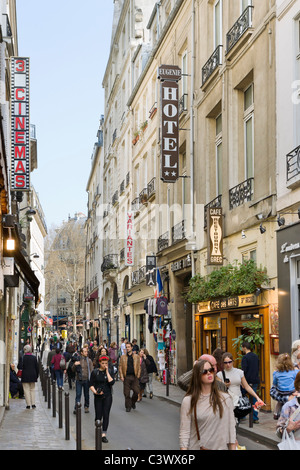Shops on the Rue St Andre des Arts, Saint Germain district, Paris, France Stock Photo