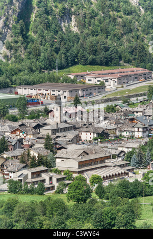 aerial view of Morgex, little town in Aosta Valley, Italy Stock Photo