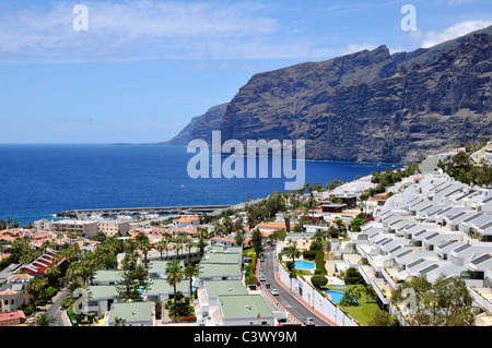 Town of Los Gigantes and its famous cliffs at Tenerife of the western part of Tenerife in the Spanish Canary Islands Stock Photo
