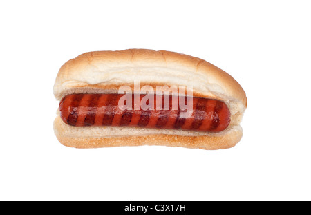 A plain grilled hotdog isolated on white Stock Photo