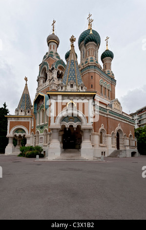 Saint Nicholas Russian Orthodox Cathedral in Nice. Cathédrale Orthodoxe Russe Saint-Nicolas de Nice Stock Photo