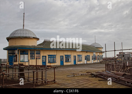 Fire-damaged Pier at Hastings, East Sussex Stock Photo