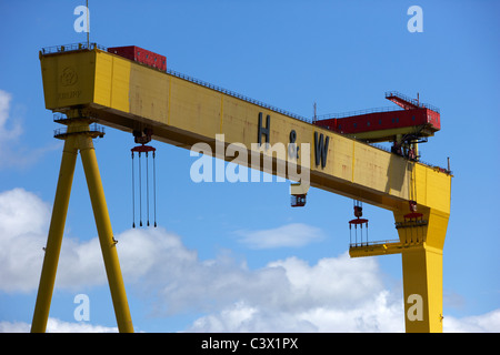 giant harland and wolff crane goliath at shipyard titanic quarter queens island belfast northern ireland uk Stock Photo