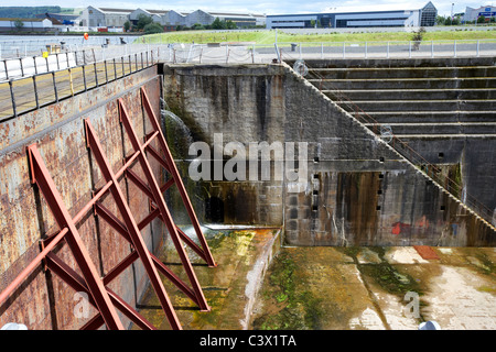 dry dock gates of thompsons graving dock where the titanic was built titanic quarter queens island belfast northern ireland uk Stock Photo