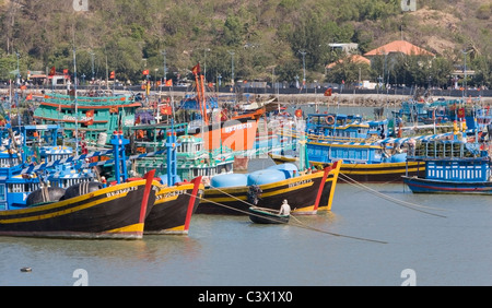 Colorful Fishing Boats, Vung Tau Harbor, Vietnam Stock Photo
