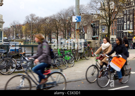 Cycling in Amsterdam Stock Photo