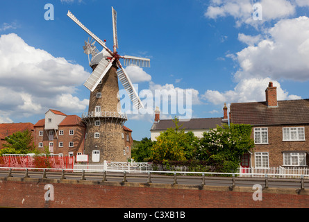 Maud Foster Windmill next to the Maud Foster Drain Skirbeck Boston LIncolnshire England GB UK EU Europe Stock Photo