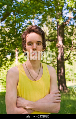 Portrait of young man in nature Stock Photo