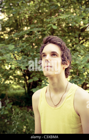 Portrait of young man in nature Stock Photo