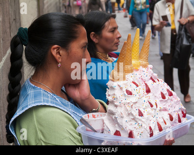 ice cream seller on street, Quito, Ecuador Stock Photo