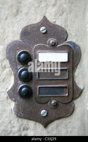 Old fashioned door bell Stock Photo