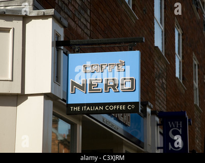 Caffe Nero Italian Coffee shop sign Woodbridge Suffolk England Stock Photo