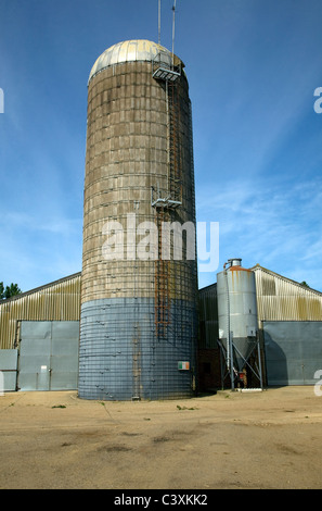 Silo tower in farmyard Wickham Market Suffolk England Stock Photo