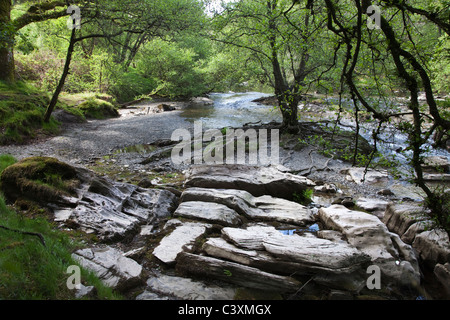 River bed in the Elan Valley, Mid Wales Stock Photo