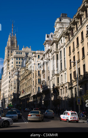 Gran Via street Madrid Spain Europe Stock Photo