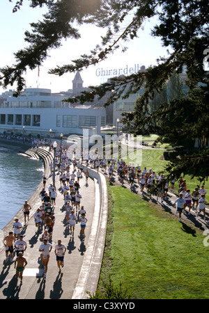 marathon runners compete in annual race from San Francisco to Sausilito California Stock Photo