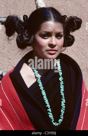 Santa fe, New Mexico. Navajo Indian girl poses for photo during Fieste de Santa Fe celebration. © Bob Kreisel Stock Photo