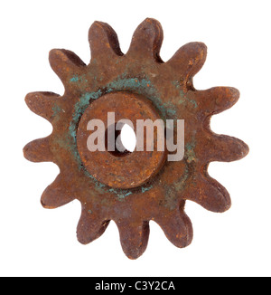 Old rusty gear isolated on white background Stock Photo