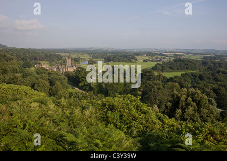 Woodland and castle at Margam Country Park, Port Talbot, West Glamorgan, Wales Stock Photo