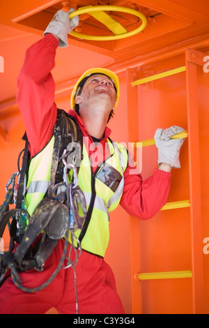 Man working on a ship Stock Photo