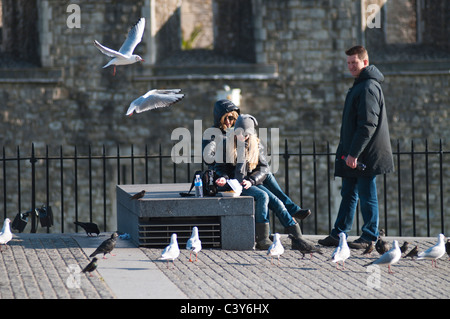 Tourists outside of Tower of London, UK Stock Photo