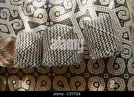 rattan handicrafts at an Penan longhouse in Sarawak, Borneo, Malaysia Stock Photo