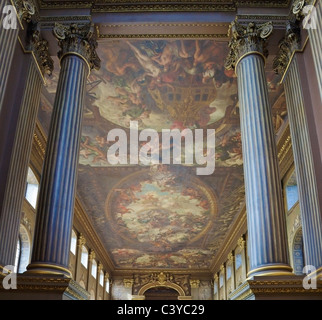 An interior view of The Painted Hall, Greenwich University, London. Stock Photo