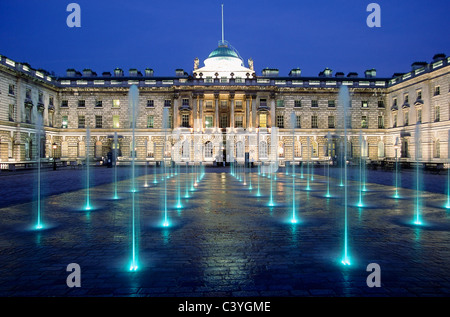 View of Somerset House at night London United Kingdom.