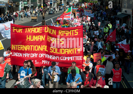 May Day Parade, Marching down the Strand, London, UK, 2011 Stock Photo