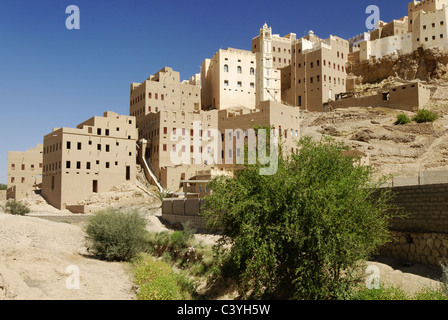 Old town, Historic, Al Hajarayn, Wadi Doan, Hadhramaut, Yemen, Arabia, Middle East, City, Desert city Stock Photo