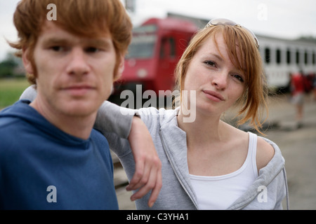 Young couple, Portrait, Feel good, People, Couple, 20-25 years, 25-30 years, Young, Young adult, Adolescent, Caucasian, Outdoors Stock Photo