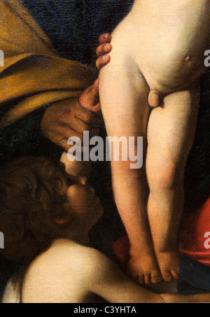 Detail: The Holy Family with the Infant Saint John the Baptist, by Caravaggio Stock Photo