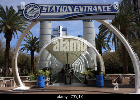 Entrance to the Las Vegas monorail station on Las Vegas Strip Stock Photo