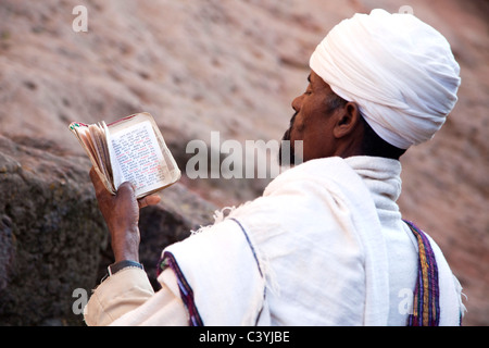 coptic priest in orthodox church, lalibela, ethiopia, africa Stock Photo