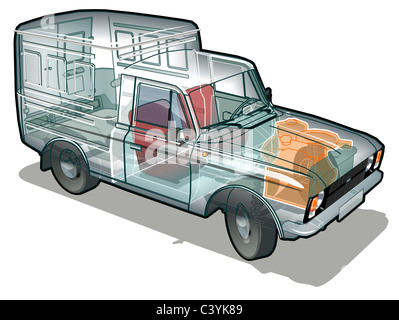 Delivery / cargo van infographics cutaway Stock Photo