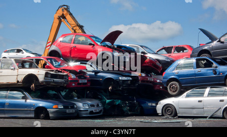 Scrapyard with scrap vehicles a  Breakers yard Stapleford Nottingham England UK GB EU Europe Stock Photo