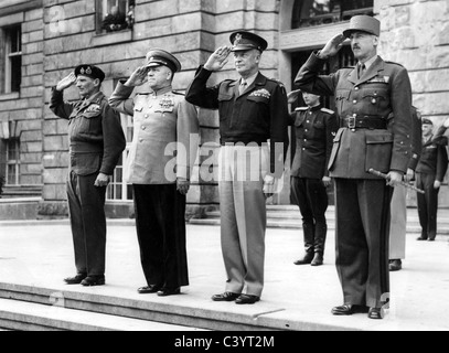 BERLIN 1945 Allied Generals at opening of  Kammergericht courthouse used by the military governors.  Description below for names Stock Photo