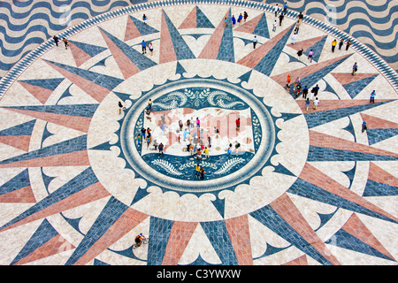 Portugal, Europe, Lisbon, compass rose, mosaic, tourist, art, skill, plastic Stock Photo