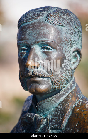 Nerja, Costa del Sol, Malaga Province, Spain. Head of statue of King Alfonso XII of Spain on Balcon de Europa. Stock Photo