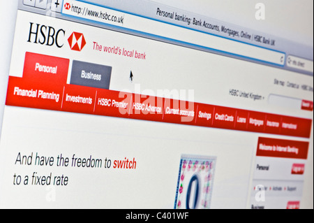 Close up of the HSBC logo as seen on its website. (Editorial use only: print, TV, e-book and editorial website). Stock Photo