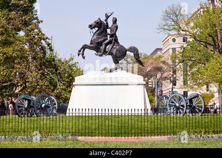 Statue of Andrew Jackson in Lafayette Park, Washington DC Stock Photo