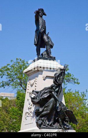 Revolutionary War General Comte de Rochambeau Statue in Lafayette Park, Washington DC Stock Photo